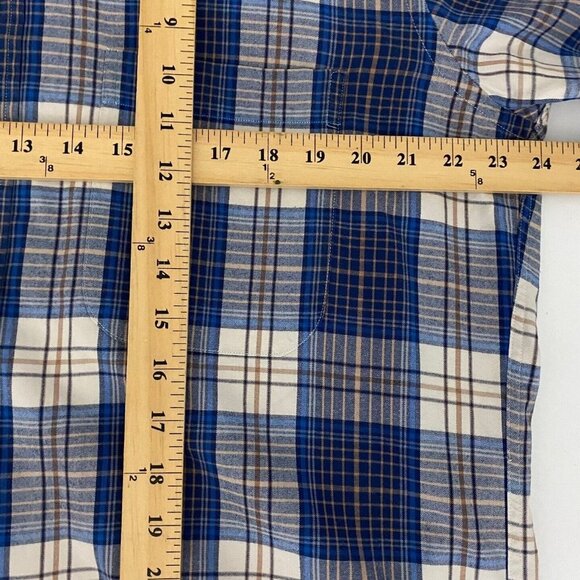 Gitman Bros Plaid Button Down Shirt Mens L Blue White 100% Cotton Made in USA - Picture 9 of 10